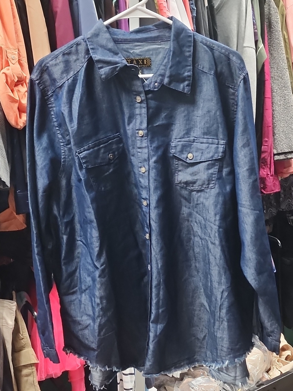 TAXI Indigo Button-Down Denim Shirt